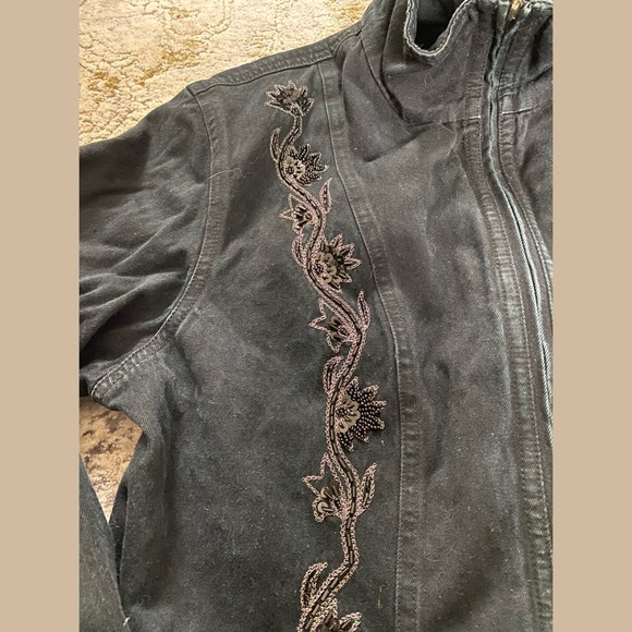 Beaded black denim jacket - Picture 3 of 7